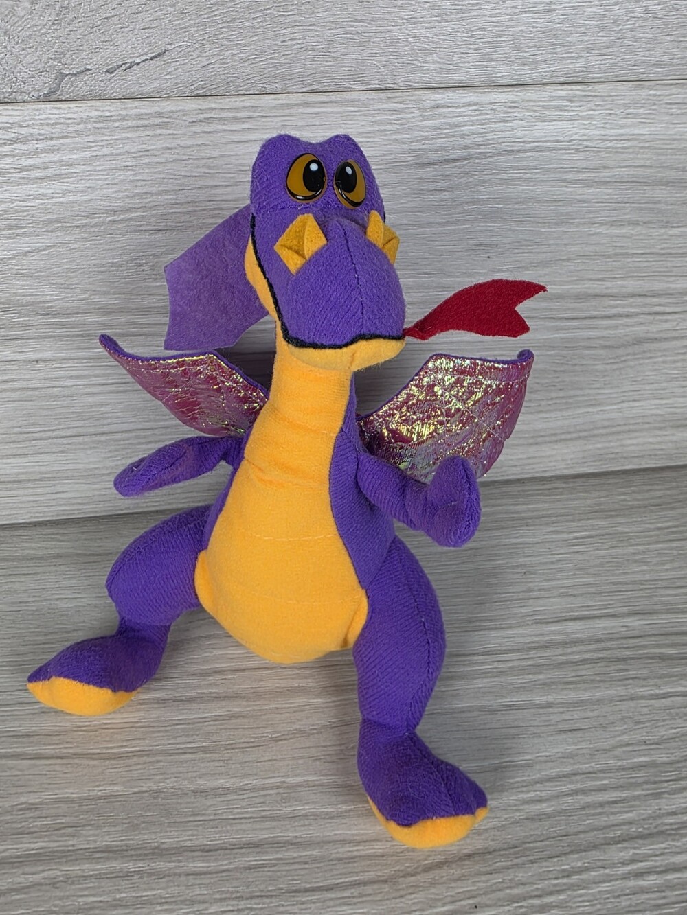 Vtg Acme Dragon Plush 8" Purple 90s Stuffed Animal Doll w/ Iridescent Wings SU11